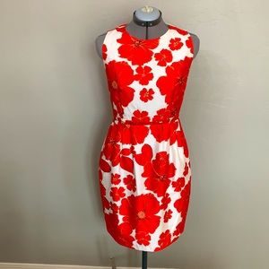 Red and White Flower Sheath Dress